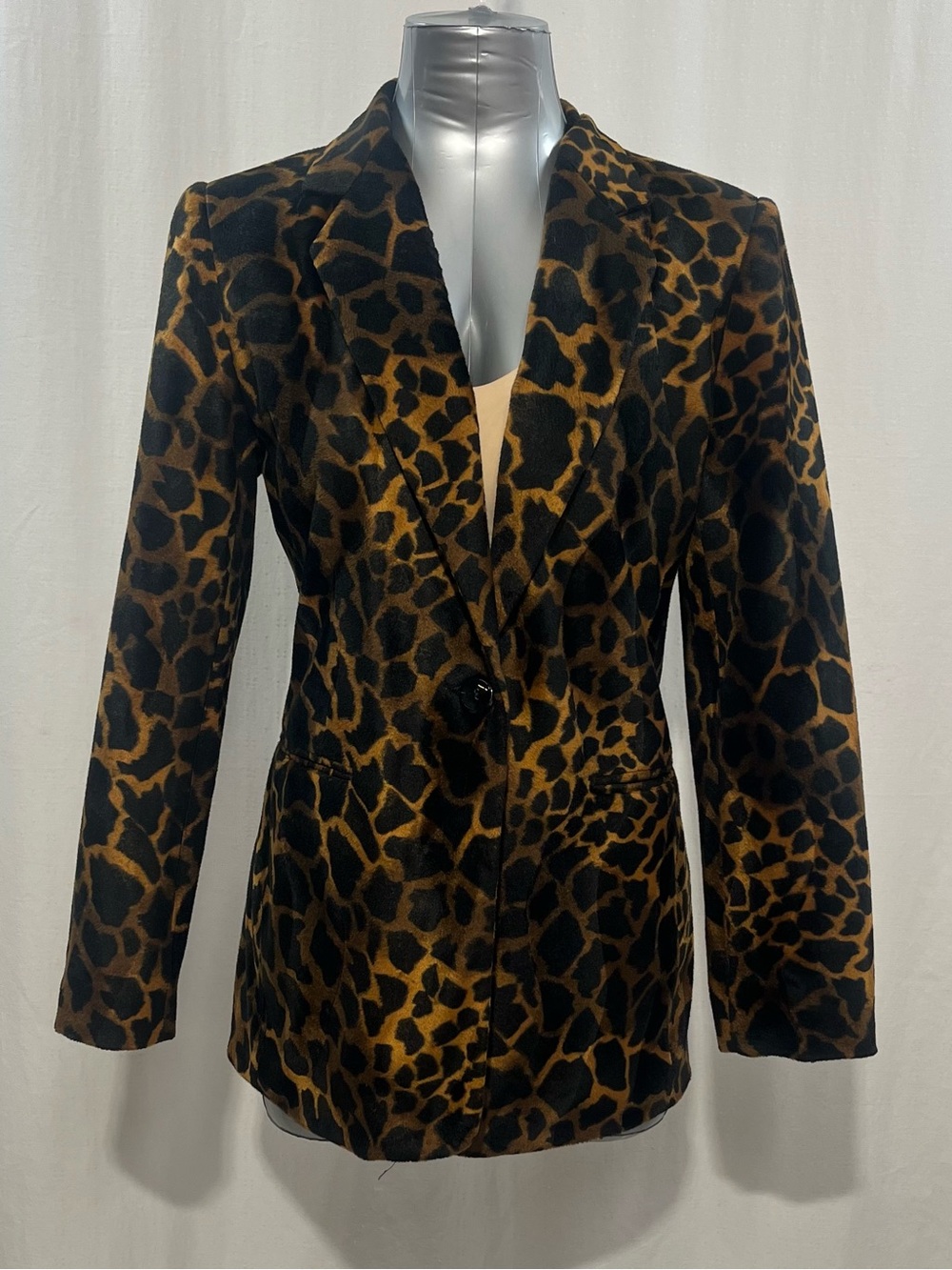Vintage Harve Benard Leopard Print Faux Fur Blazer Jacket Coat Size 8 animal